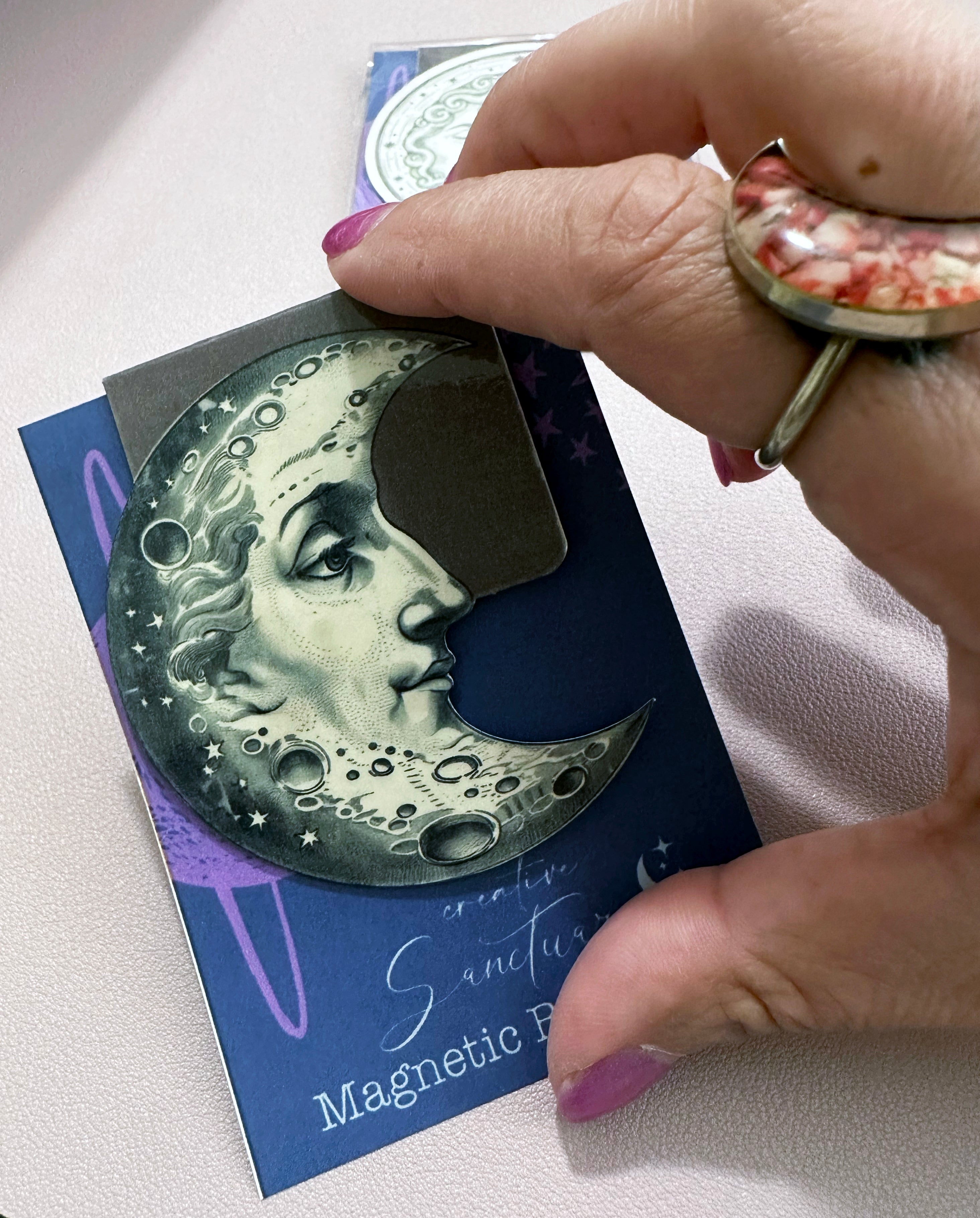 Vintage Moon Die-Cut Magnetic Bookmark