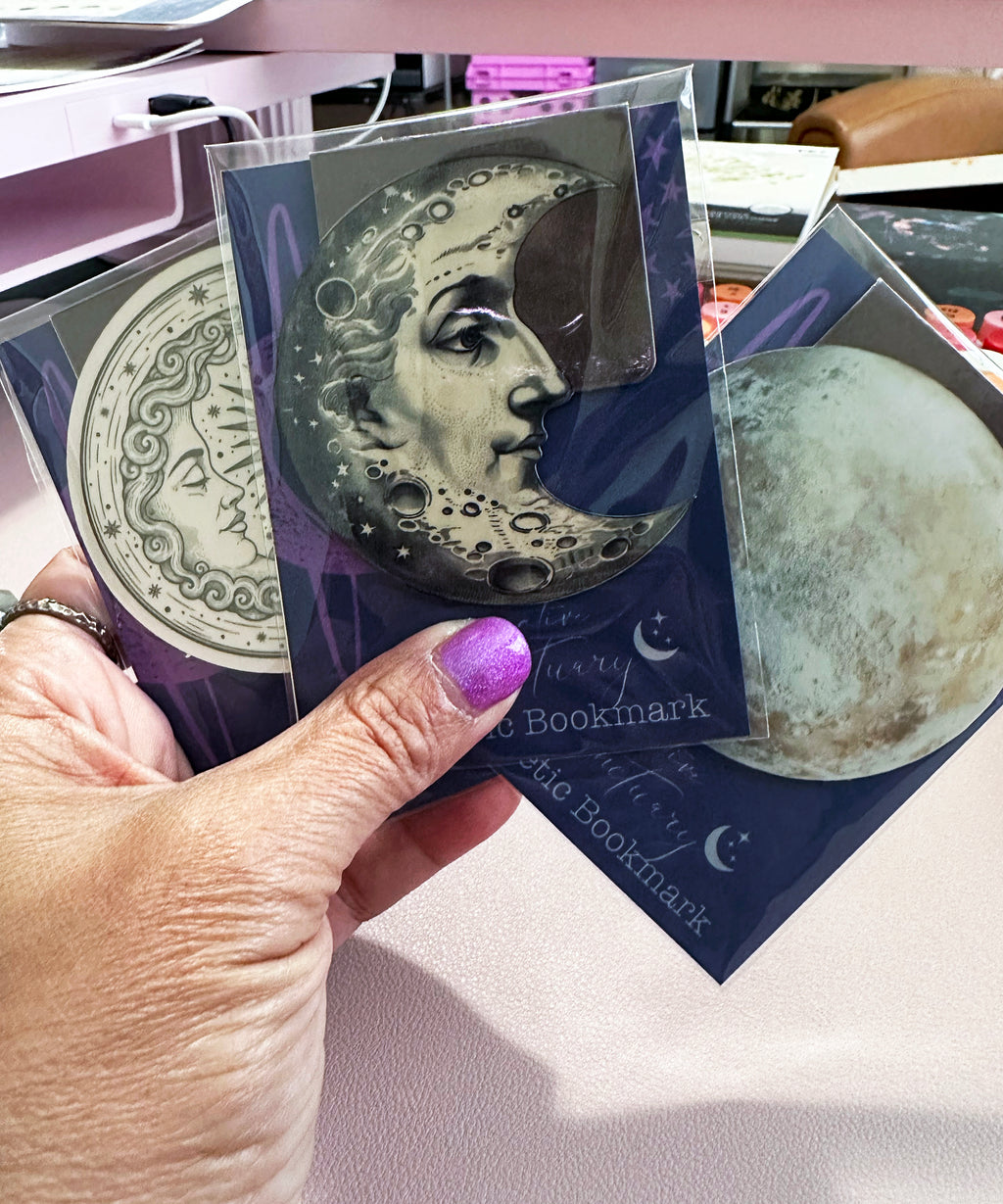 Vintage Moon Die-Cut Magnetic Bookmark